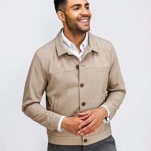Ministry of Supply Velocity Shirt Jacket Tan Button Front Men’s Size Large